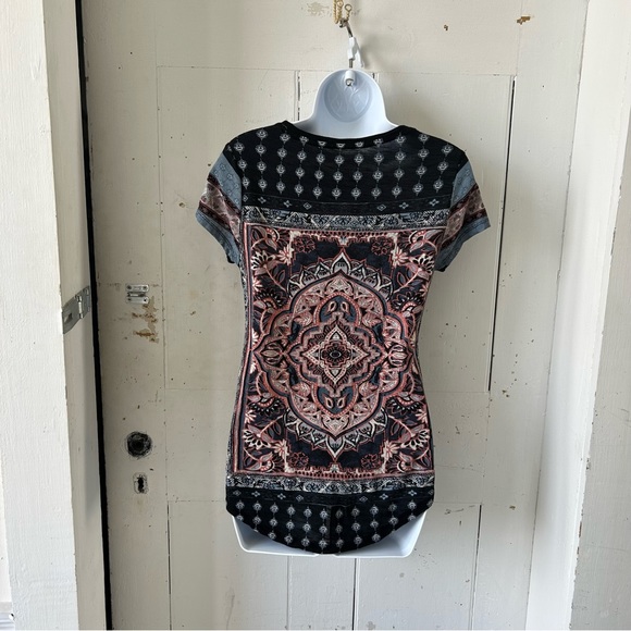 Lucky Brand BoHo Print T Shirt Tee Top - Picture 4 of 10